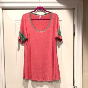 Lularoe striped sleeve perfect T watermelon medium